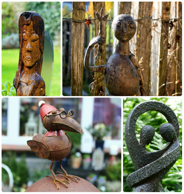 Mixture of unusual garden statues